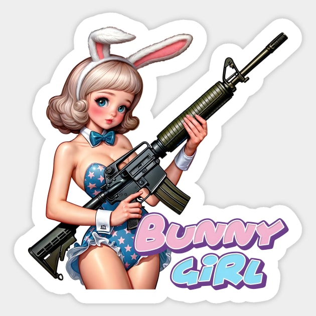 Tactical Bunny Girl Sticker by Rawlifegraphic